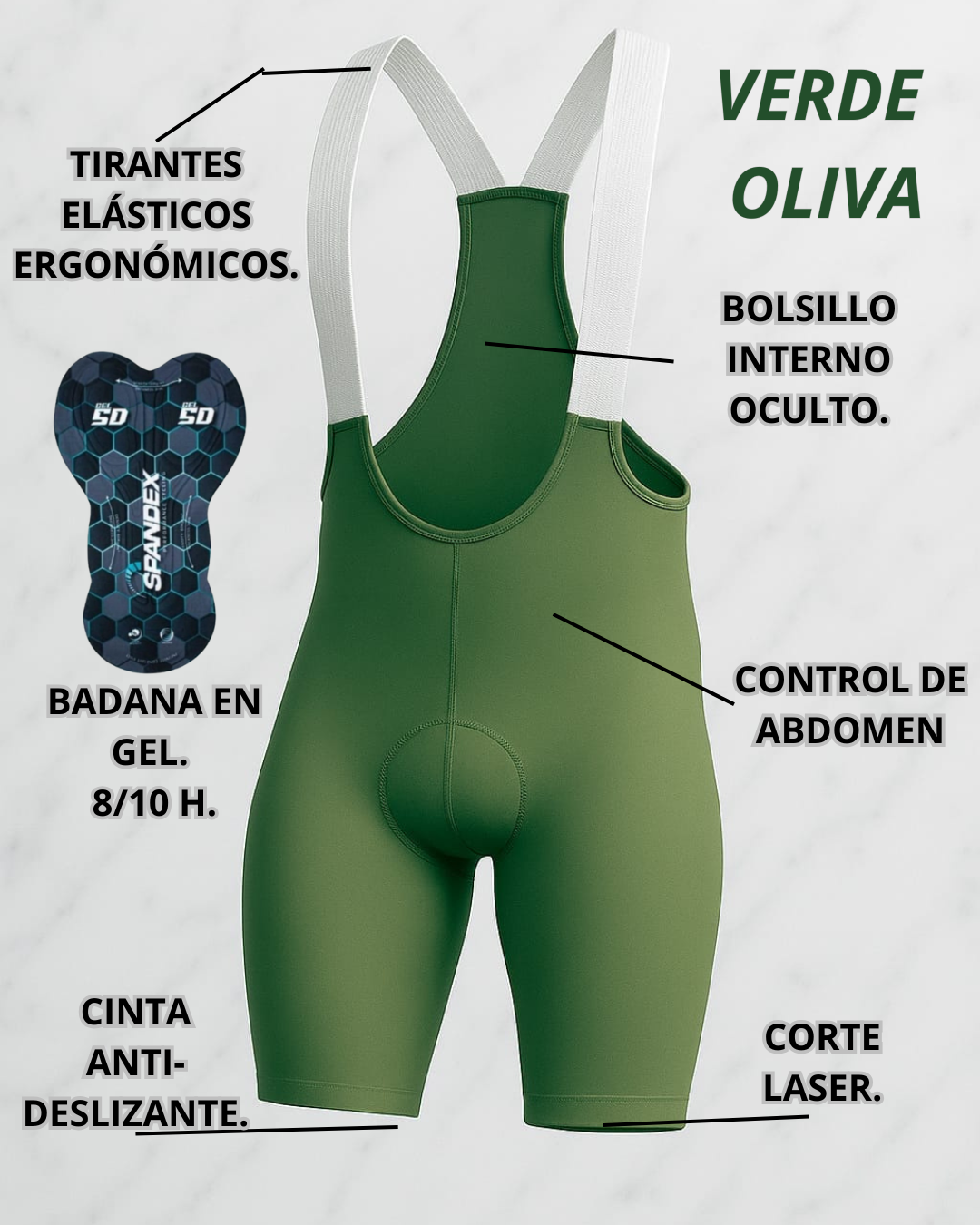 Licra tipo pro | Verde Oliva | Para ti | Ciclismo