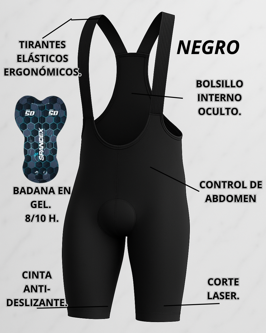 Licra tipo pro | Negra | Para ti | Ciclismo